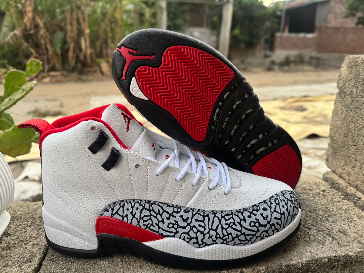 Air Jordan 12 Retro Custom 'Elephant Print' White/Black/Red 2026