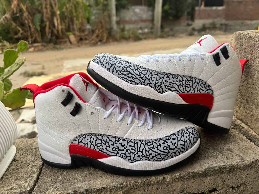 Air Jordan 12 Retro Custom 'Elephant Print' White/Black/Red 2026