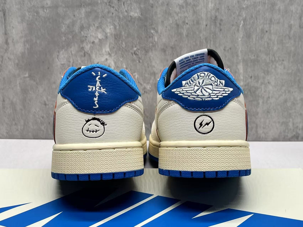 Fragment Design x Travis Scott x Air Jordan 1 Low OG SP 'Sail Military Blue'