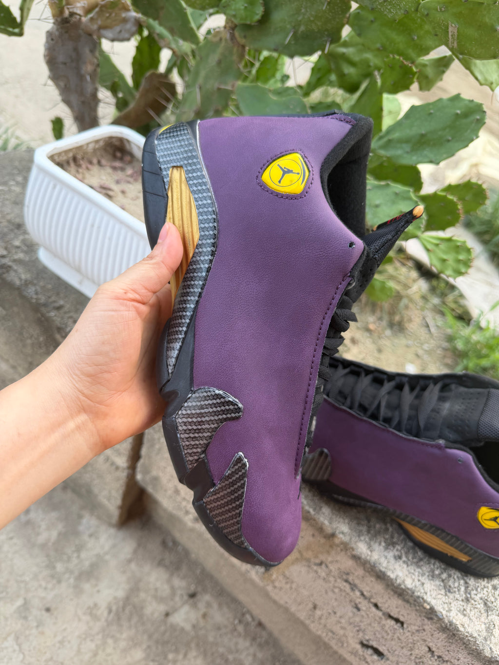 Air Jordan 14 Retro Custom Low-Top - Purple Suede & Carbon Fiber