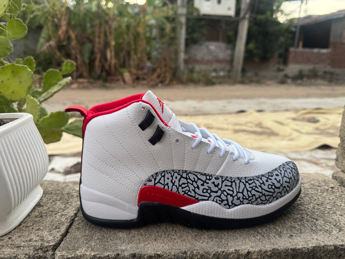 Air Jordan 12 Retro Custom 'Elephant Print' White/Black/Red 2026
