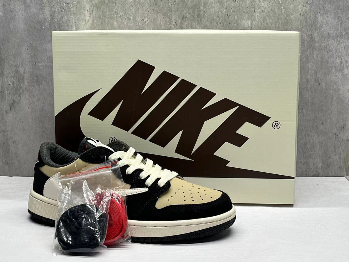 Air Jordan 1 D Black and Beige Pattern