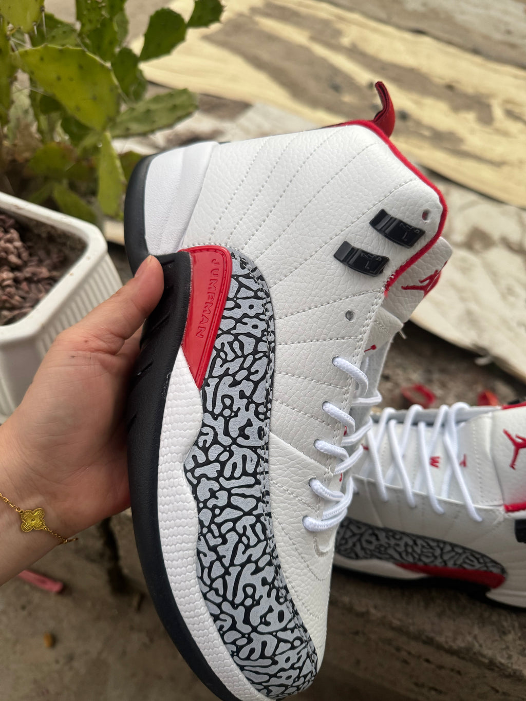 Air Jordan 12 Retro Custom 'Elephant Print' White/Black/Red 2026