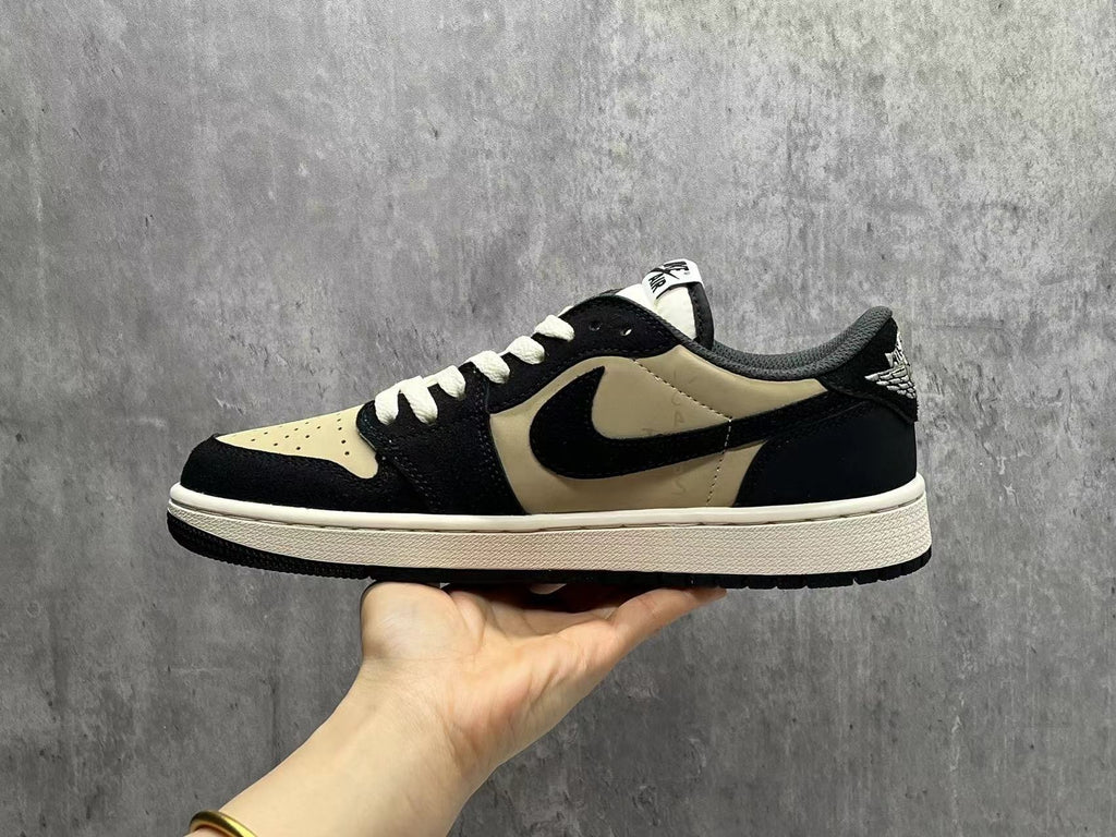 Air Jordan 1 D Black and Beige Pattern